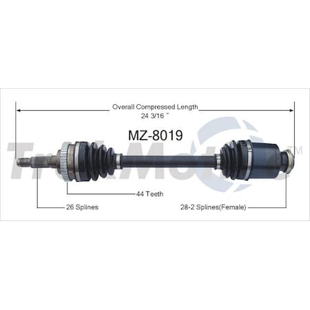 Surtrack Axle Cv Axle Shaft, Mz-8019 MZ-8019